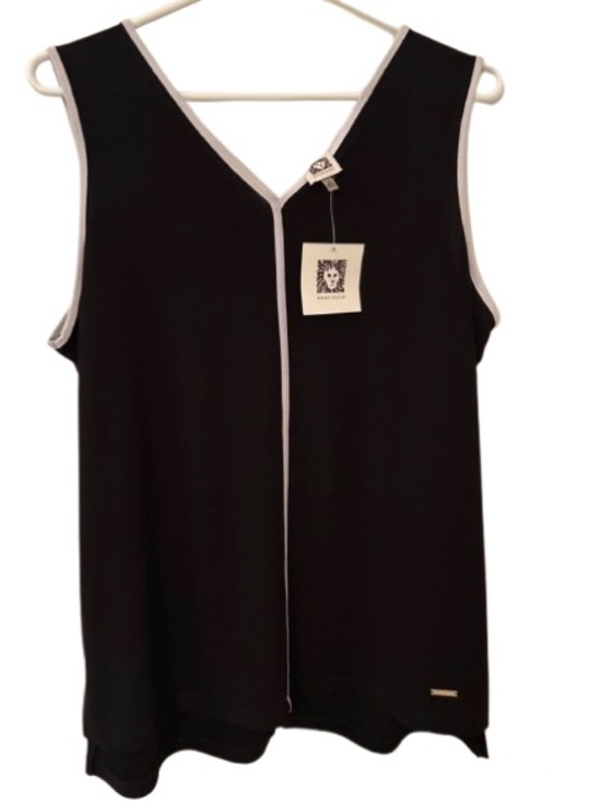 Anne Klein Tops - Anne Klein Black Tank with White Edge Trim Size M